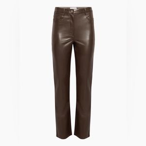 The Melina Vegan Leather Pants Size 4 Chocolate Brown
